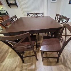 8 Chair Wooden Square Dining Table