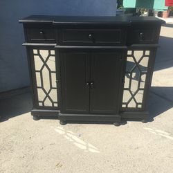 Black Sideboard with Mirrored Door Panels