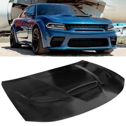 Fits 15-23 Dodge Charger SRT Hellcat Style Hood Scoop Vent Unpainted - Aluminum
