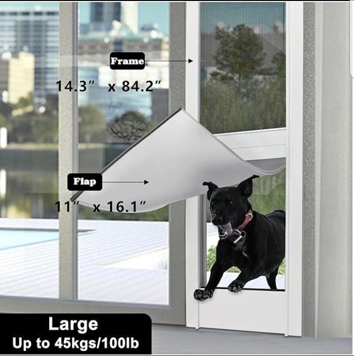 Large Pet Door For Sliding Glass Door With Clear Flap,