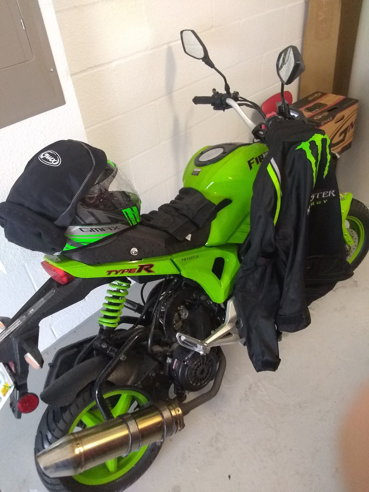 Only 300 miles . Selling with matching helmet and motorcycle jacket . Jacket was over 300 at the Kawasaki store . Helmet was 125 ..
