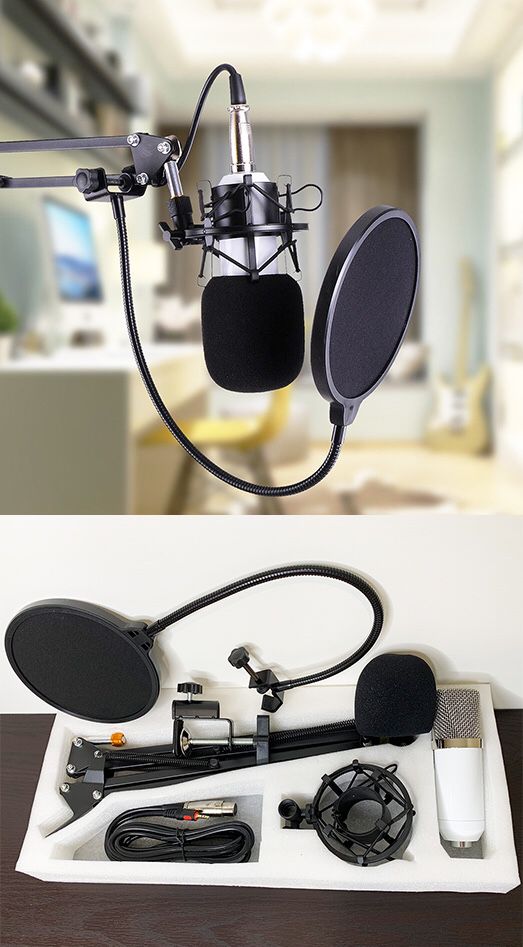 New $30 Condenser Microphone Kit Studio Recording w/ Pro Filter Boom Arm Stand Shock Mount