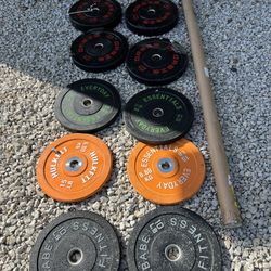 260LB Olympic Bumper Plate Set With Barbell