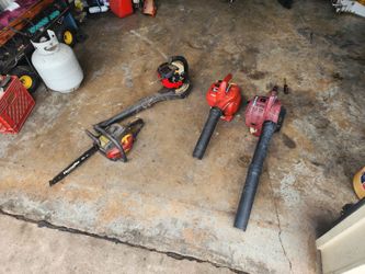 3 blowers 1 chainsaw