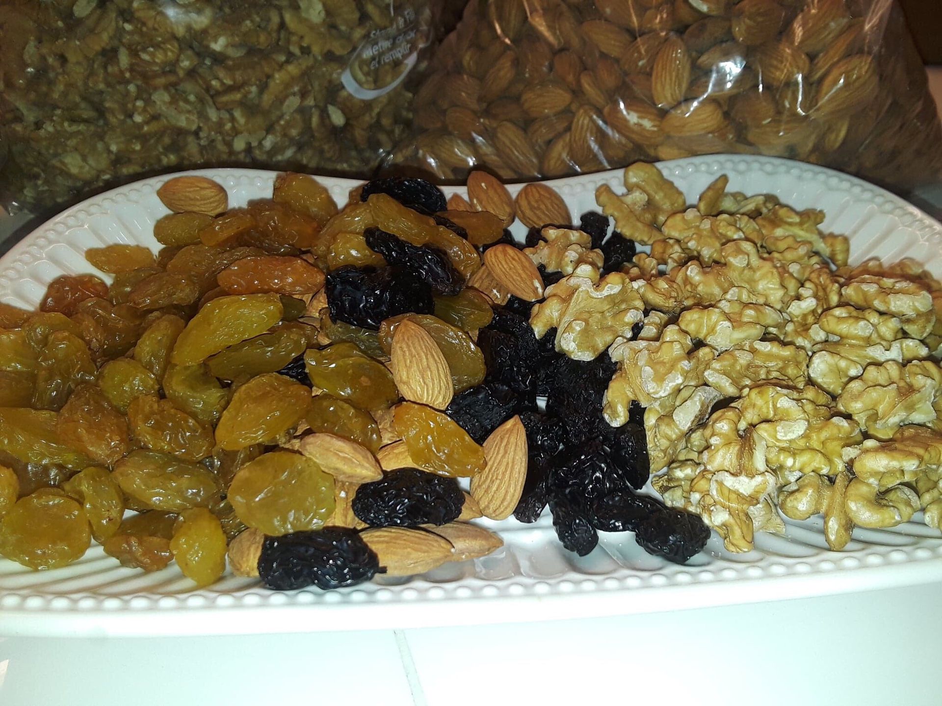 Walnuts and Jumbo Raisins and Apricots also! $7.00lbs Individually or Mixed!!