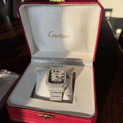Iced out Cartier watch 