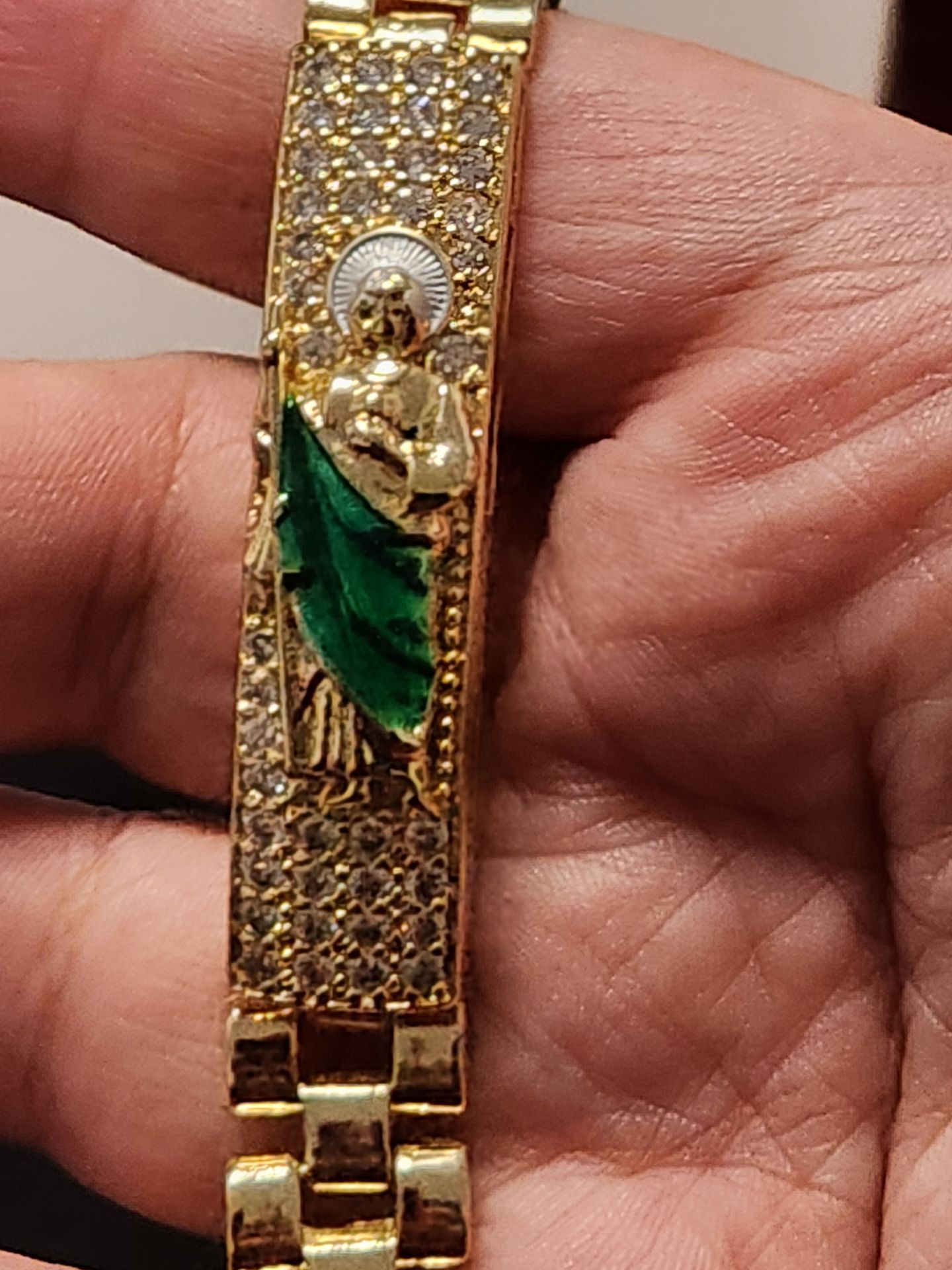 Gold Saint Jude bracelet sparkly stones