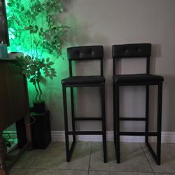 Black Padded Bar Stools- Counter Height