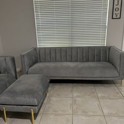 Bella Gray Velvet Sofa 