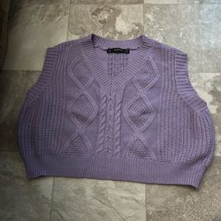 Knit V Neck Purple Sweater Vest