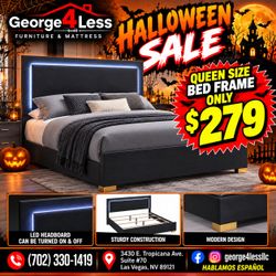 Queen Size Bed Frame with LED Headboard