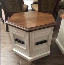 $100 Pair of Farmhouse Style Hexagon Side Tables - Two-Tone