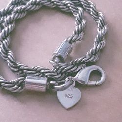 Silver Rope Bracelet. 