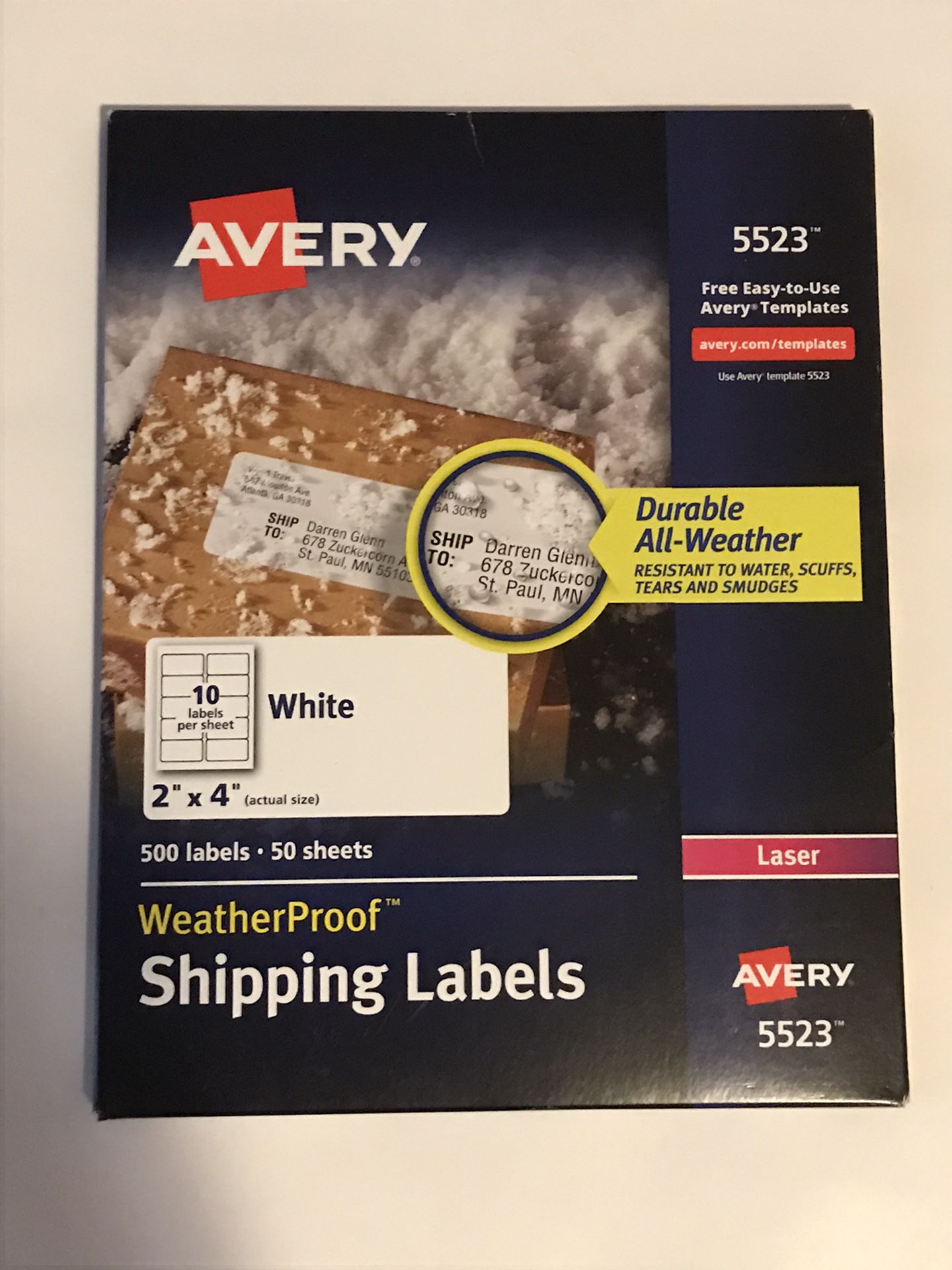 500,2”x4” Wetherproof Shipping Labels