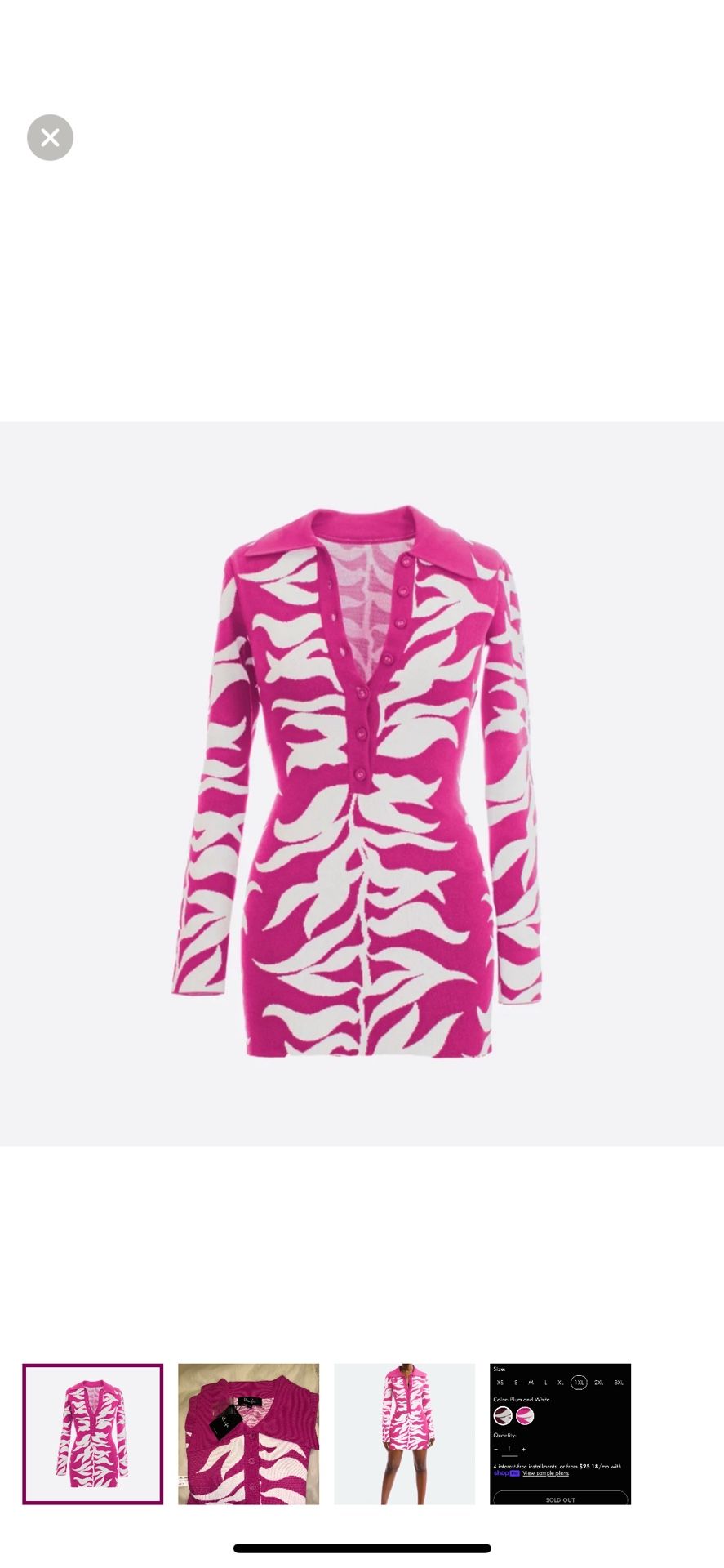 Hanifa Soraya Fuschia Mini Dress 1X Fits Like XL