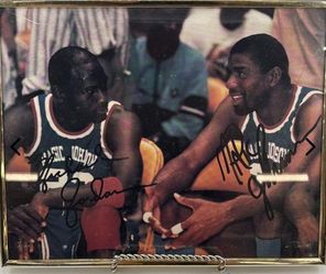 Dual Signed Michael Jordan & Magic Johnson Photo