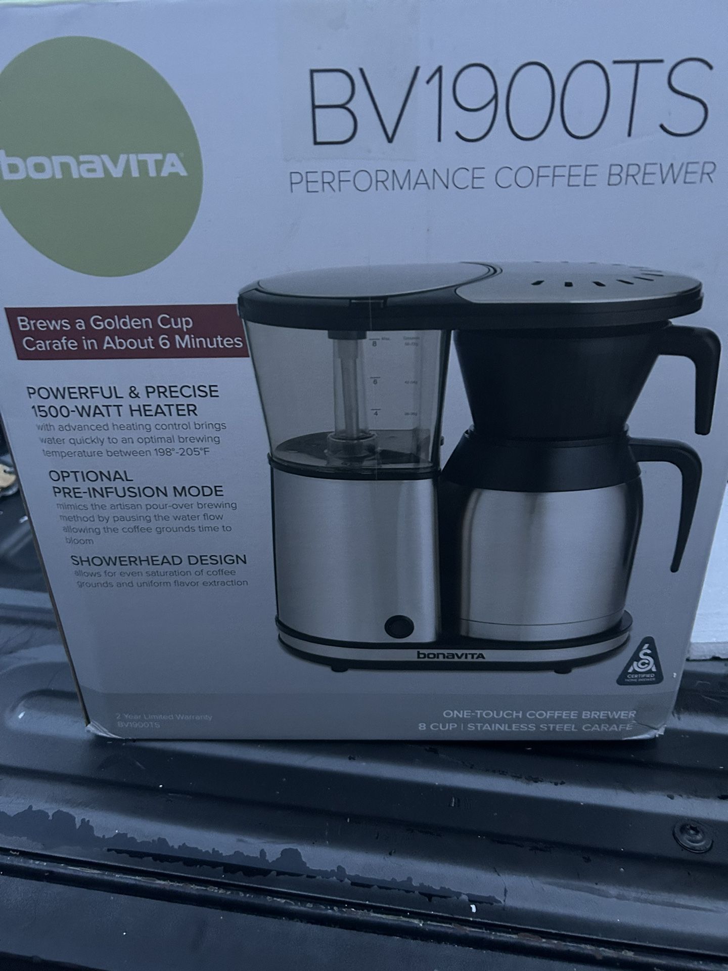 Bonavita BV1900TS New 8-cup Coffee Brewer with Stainless Steel Lined Thermal Carafe