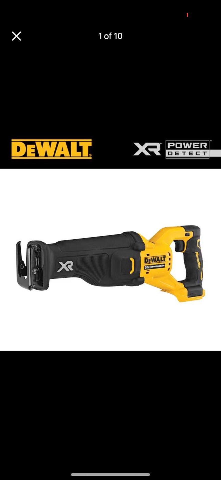 DEWALT XR POWER DETECT 20-volt Max Variable Speed Brushless Cordless Reciprocating Saw