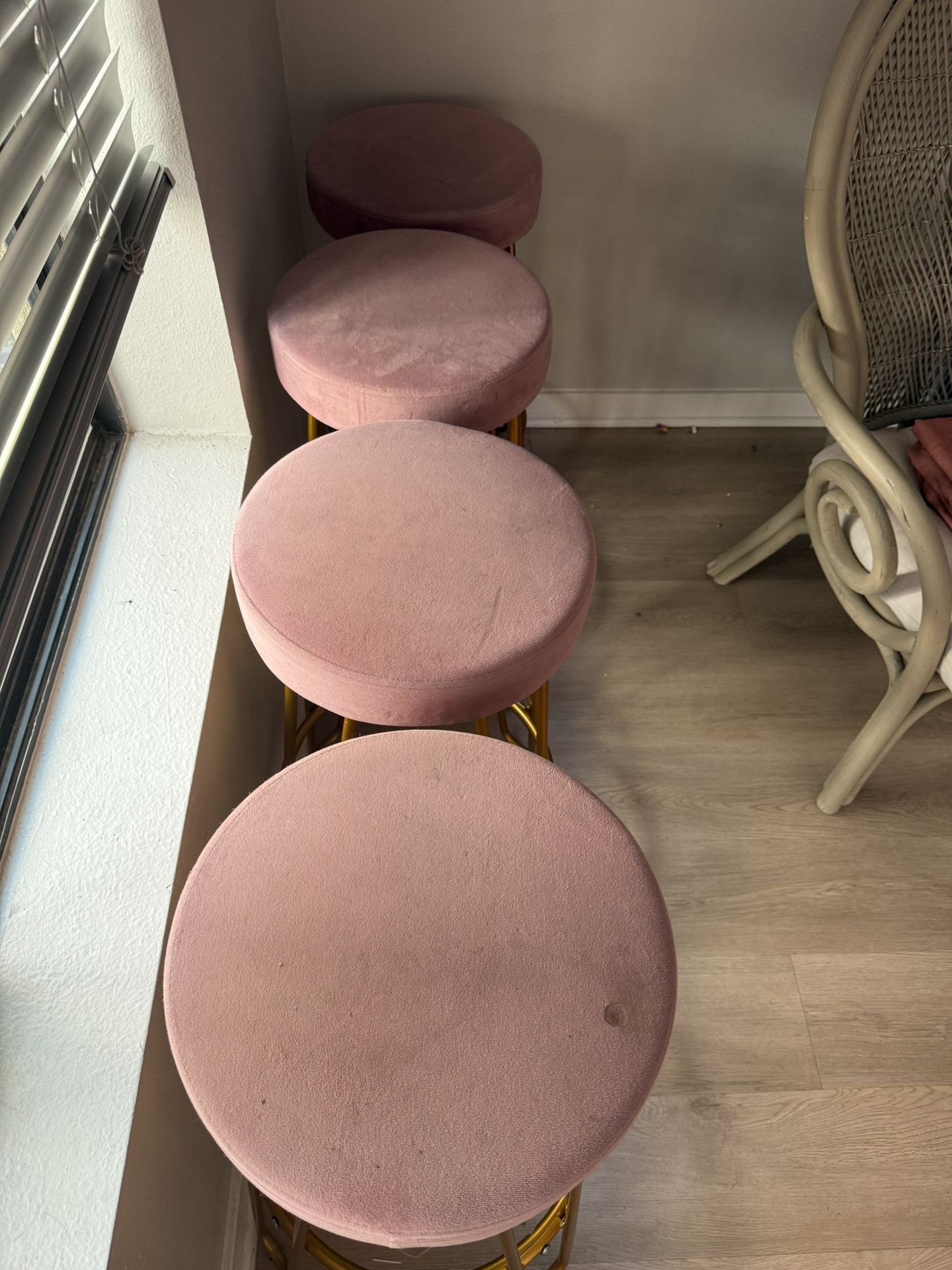 Blush Pink And Gold Bar Stools