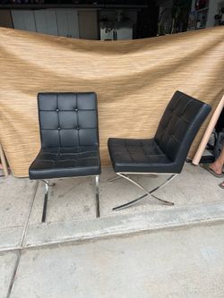 Milania Modern Button Tufted Leather Dining Chairs (Set of 2)