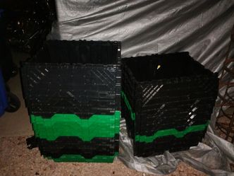 Black and Green Plastic Storage Totes