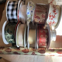 Lot of Christmas Ribbon And Wrap