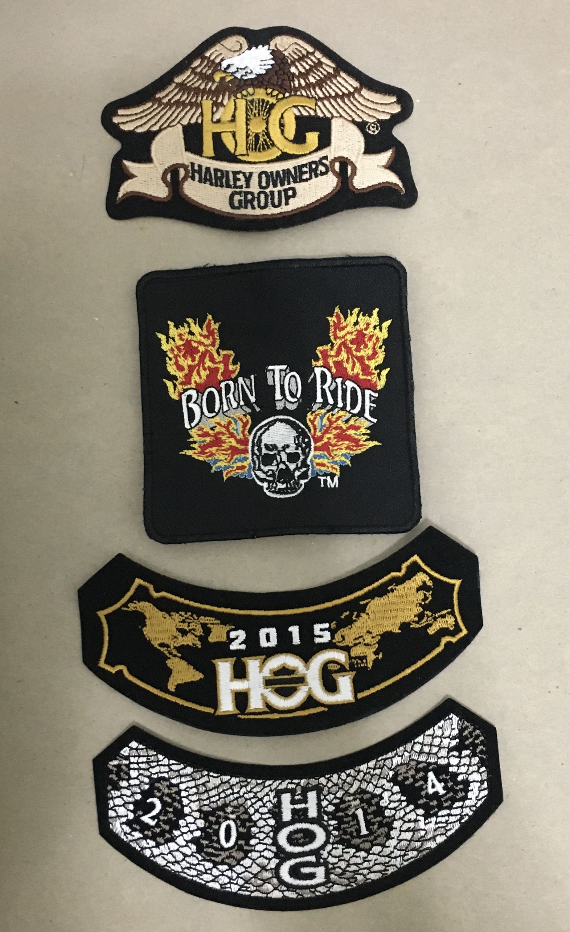 2014 2015 HOG Harley Davidson Owners Group and born to ride patches