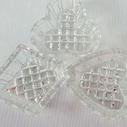 3pc Set Poker Card Suit Crystal Glass Personal Ashtrays Heart Diamond Club Clear

