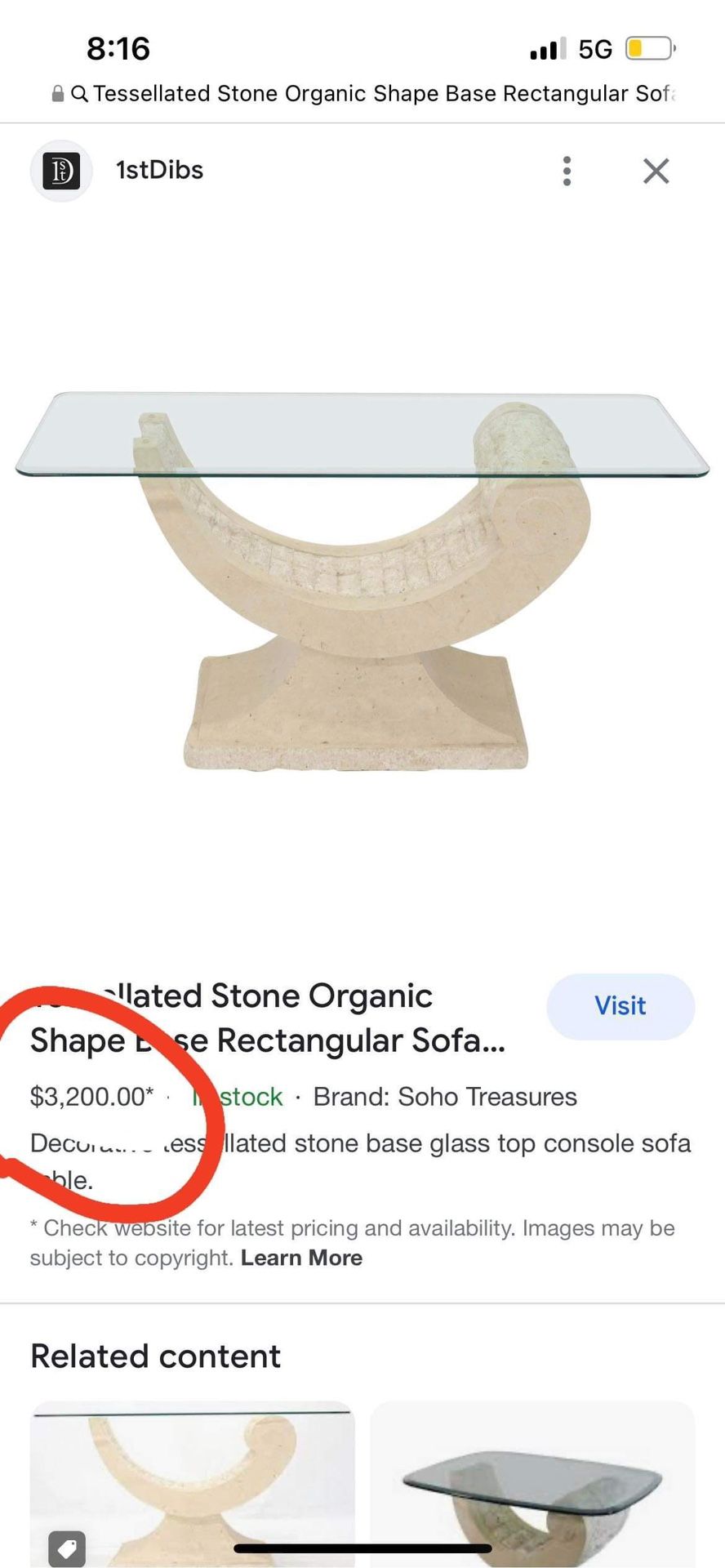 Tessellated Stone Organic Shape Base Visit > Rectangular Sofa Console ...