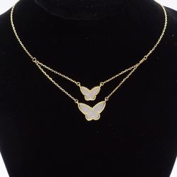 18K YG Plated 925 Sterling Silver Rachel Zoe Pearl Butterfly Necklace