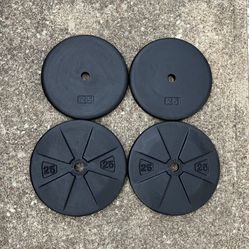 25lb x4 Standard 1” weight plates weights plate 25 lb lbs 25lbs 100lbs total Cast Iron for Barbell Bar