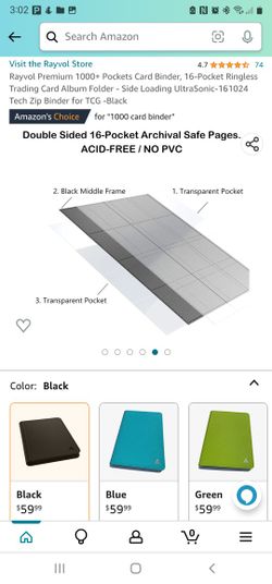 Rayvol Premium 1000+ Pockets Card Binder, 16-Pocket Ringless Trading Card  Album Folder (New) for Sale in Santa Clarita, CA - OfferUp