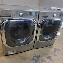 LG SET STEAM WASHER AND GAS DRYER STAINLESS STEEL JUMBO 