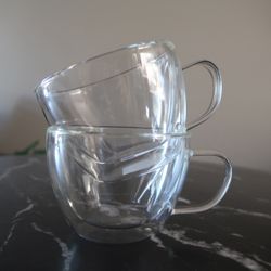 Williams Sonoma Double Walled Clear Latte Mugs • Set of 2 • New