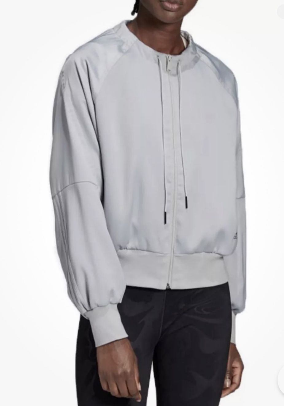 Adidas Women's Glam On Bomber Jacket (Gray)  Size Medium NWT 