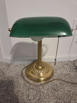 Bankers Desk Lamp Green Glass Pull Chain