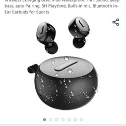 Alead TX8 Bluetooth 5.0 True Wireless Earbuds (TWS) with Wireless Charging case, IP68 Waterproof, HiFi Sound, deep bass, auto Pairing, 5H Playtime, Bu