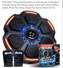PHYLOKSâ„¢ Music Boxing Machine with Gloves, 9 Speeds & 9 Modes