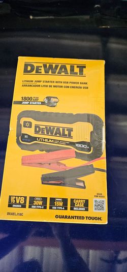 New, Nuevo,  DEWALT
1800 Peak Amp Lithium Jump Starter with USB Power Bank and Carrying Case