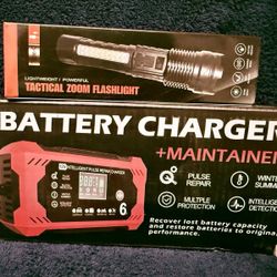Tactical Zoom Flashlight – Lightweight & Powerful / 12V Battery Charger & Maintainer – Pulse Repair