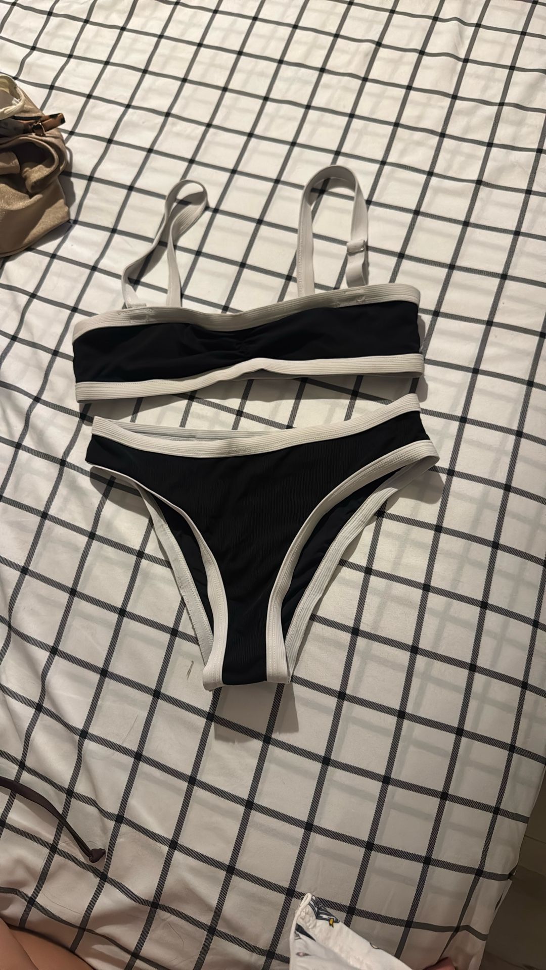Black And White Tube Swimsuit