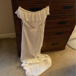 White Summer Dress Strapless Size M