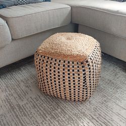 Boho Woven Floor Pouf / Ottoman