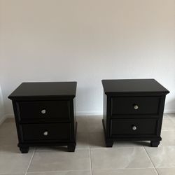 Two Black Nightstands