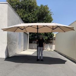 (Brand New) $85 Large 15FT Double Sided Outdoor Patio Umbrella, Crank Open/Close (Weight base not included) 