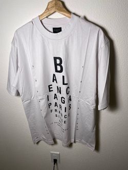 Balenciaga Paris Logo Distorted Print T-Shirt White – Oversized Fit size M