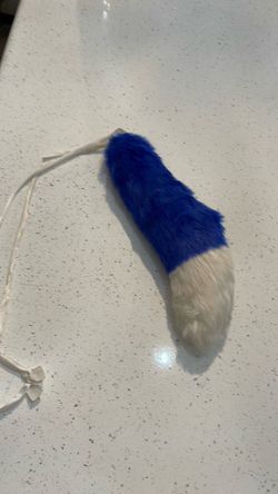 Gently used blue and white fox tail Halloween costume cosplay