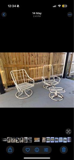 Metal Patio Swivel Chairs with Ottoman Set