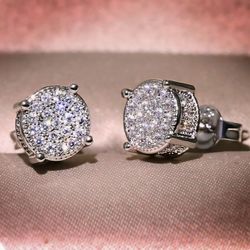 Ladies Earrings 18K White Gold Plated