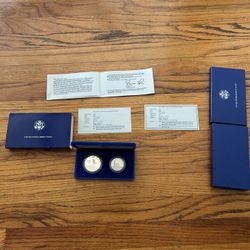 1986 United States Ellis Island Liberty Proof Coin Set Silver Dollar Half Dollar